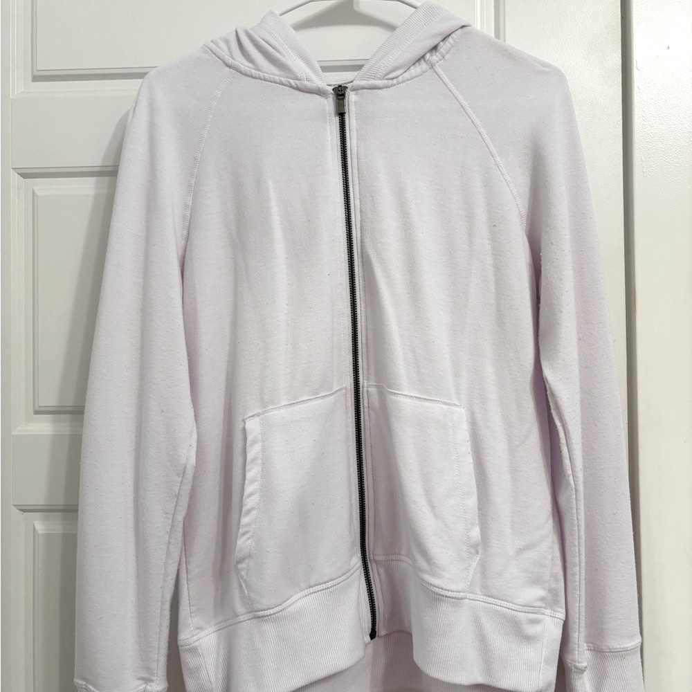 Women's White Zip-Up Hoodie